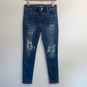 American Eagle Outfitters Women's Ripped Blue Skinny Jeans